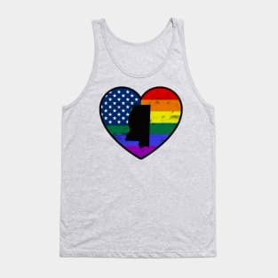 Mississippi United States Gay Pride Flag Heart Tank Top